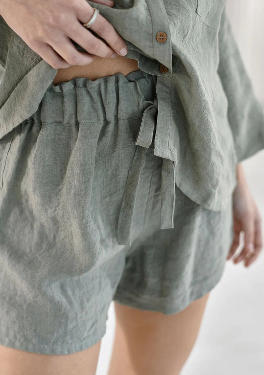 Loungewear Linen Shorts | Olive