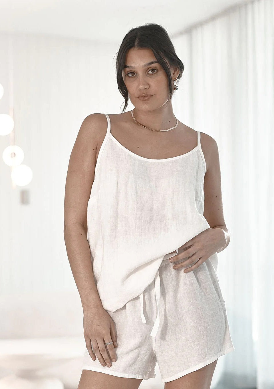 Loungewear Linen Cami | White