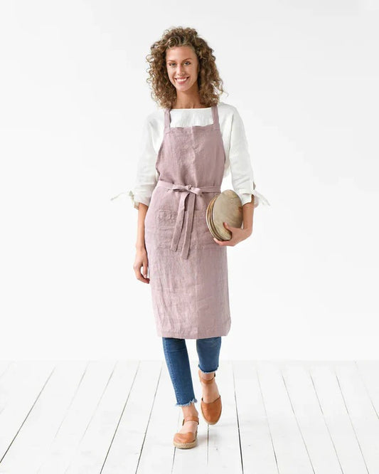 Linen Apron – Dusky Pink