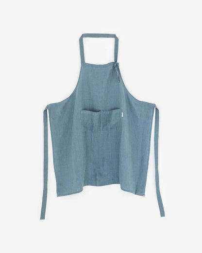 Men's Linen Apron - Grey Blue
