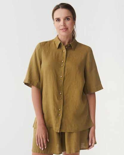 Linen LOIRE in Khaki green