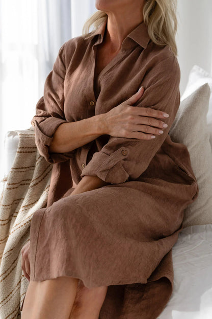 Linen shirt dress | Clay