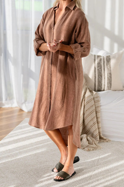 Linen shirt dress | Clay
