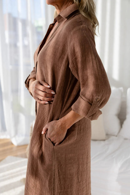 Linen shirt dress | Clay