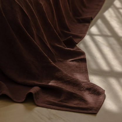 Luca Linen Bed Cover - Chocolate