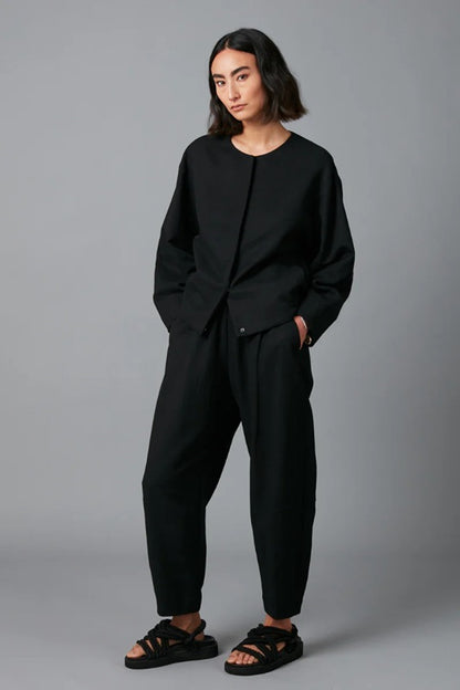 Linen Blend Jacket - Black