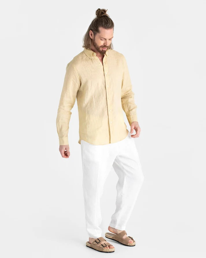 Mens Classic Linen shirt - Butter