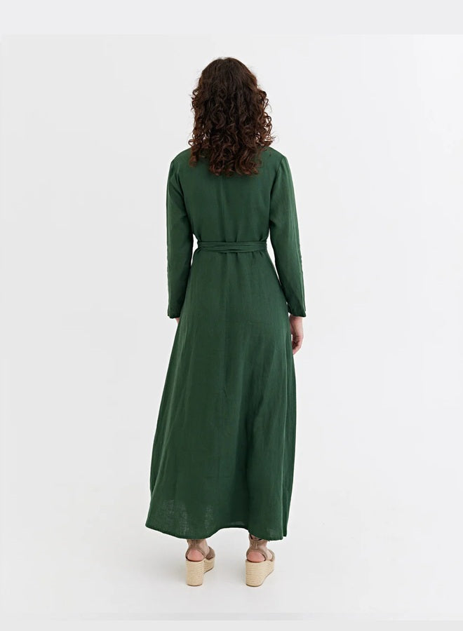 Florence Linen Dress - Deep Green