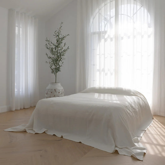 Luca Linen Bed Cover - Off White