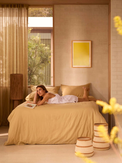 Linen & Cotton Duvet Cover Set - Pear