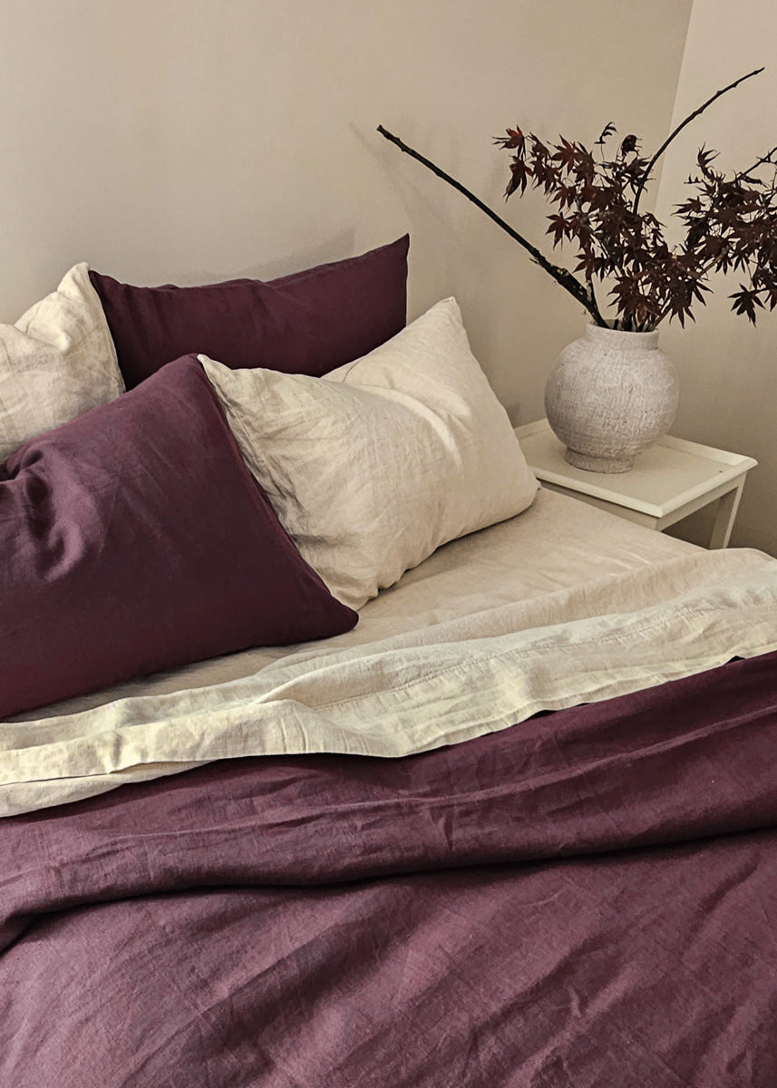 Plum Linen Duvet cover Set