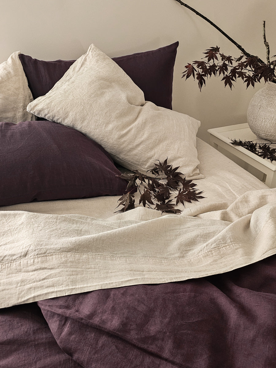 Plum Linen Duvet cover Set