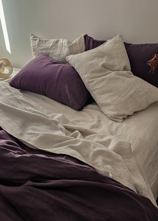 Linen Duvet Cover || Plum