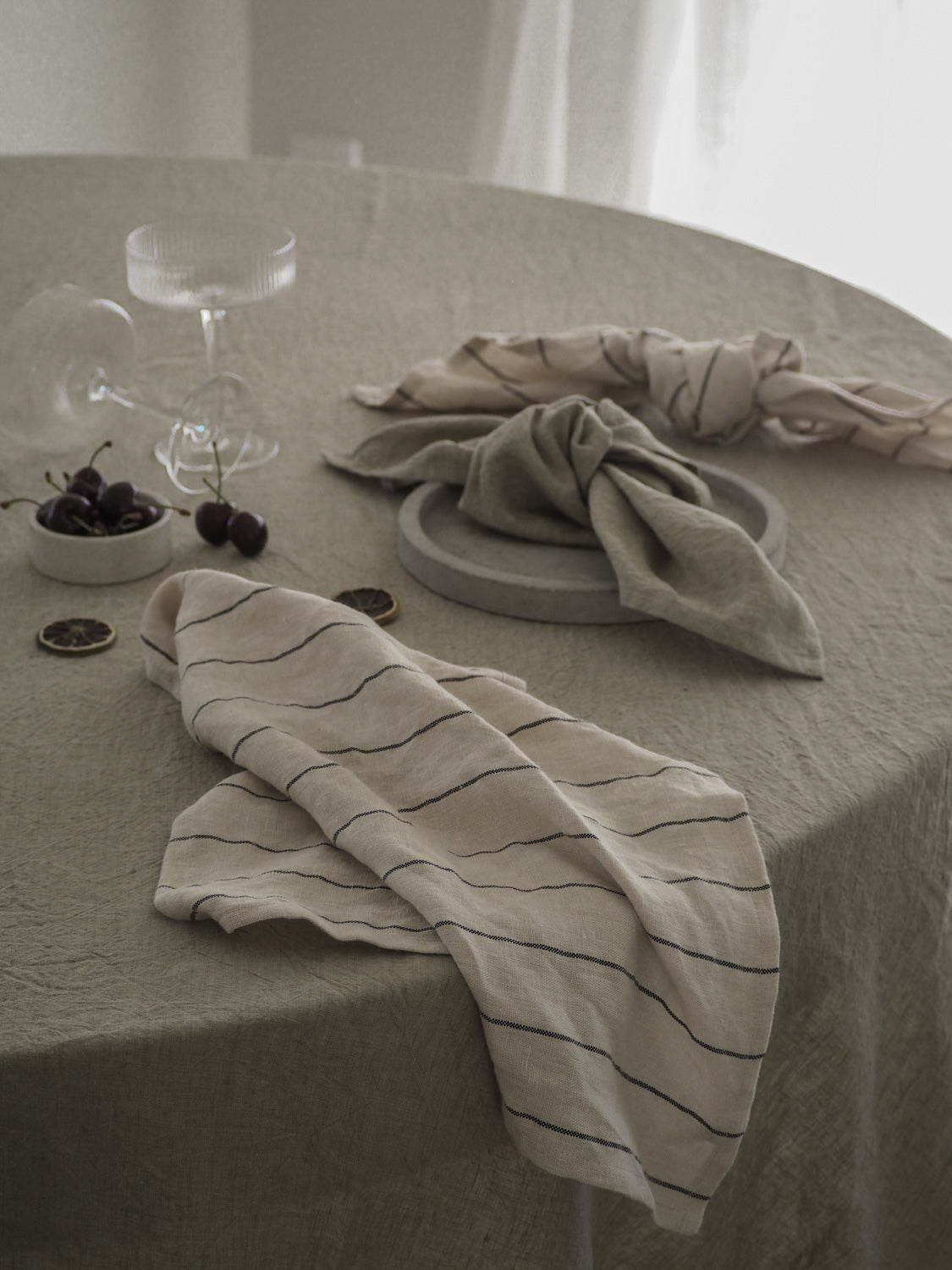 Linen Napkin | Latte Stripe