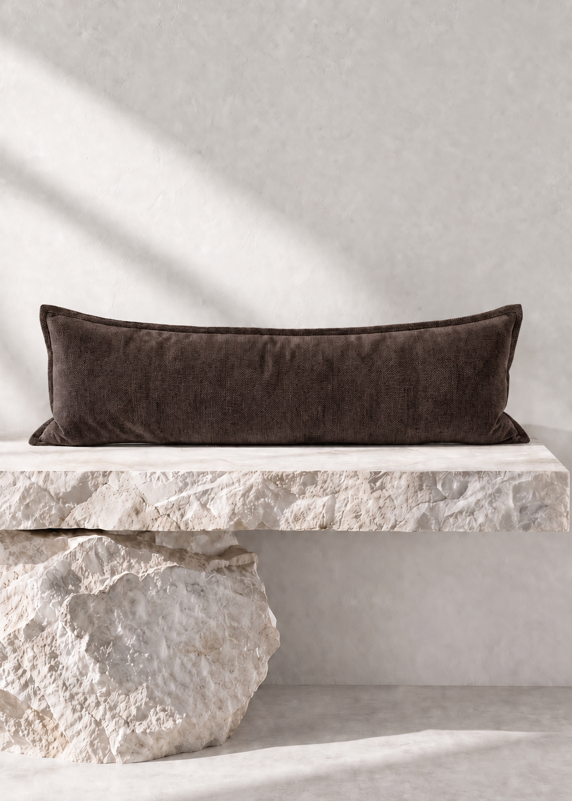 Velvet Lumbar Cushion in Truffle