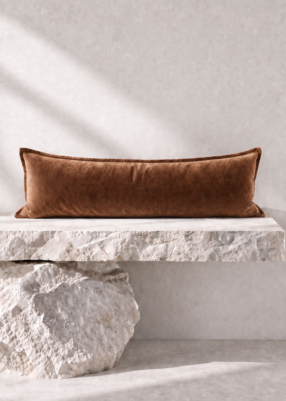 Velvet Lumbar Cushion - Ochre