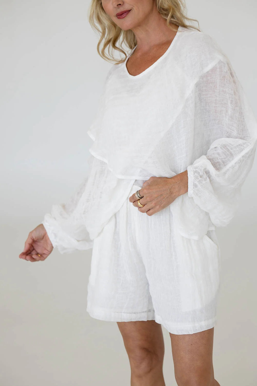 Gauze Linen Shorts | White