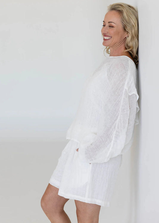 Gauze Linen Shorts | White