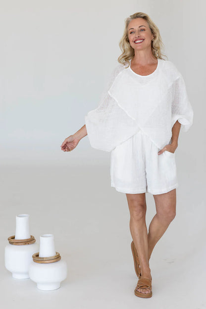 Gauze Linen Shorts | White