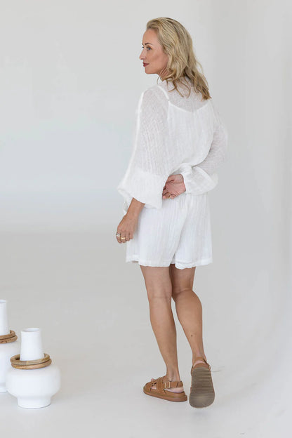 Gauze Linen Shorts | White
