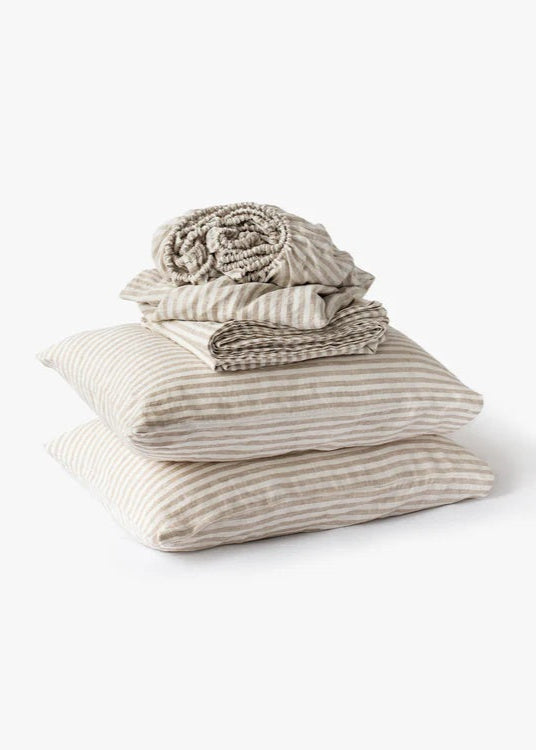 Natural Striped Linen Sheet Set |  Oeko-Tex® certified