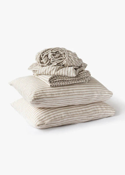 Natural Striped Linen Sheet Set |  Oeko-Tex® certified
