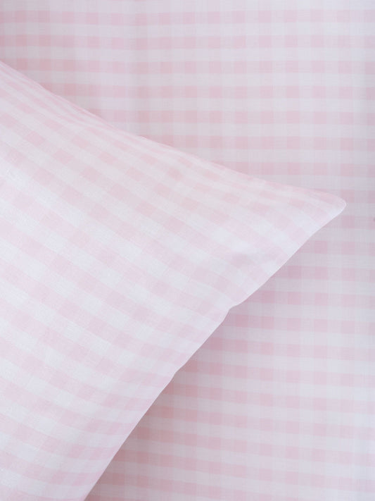GINGHAM Fitted Sheet | Single - Blush