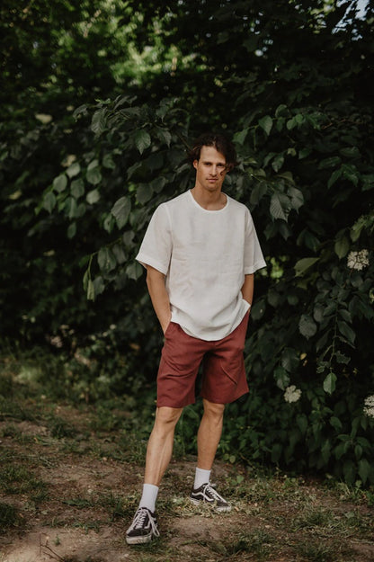 Atlas Oversized Linen Top - White