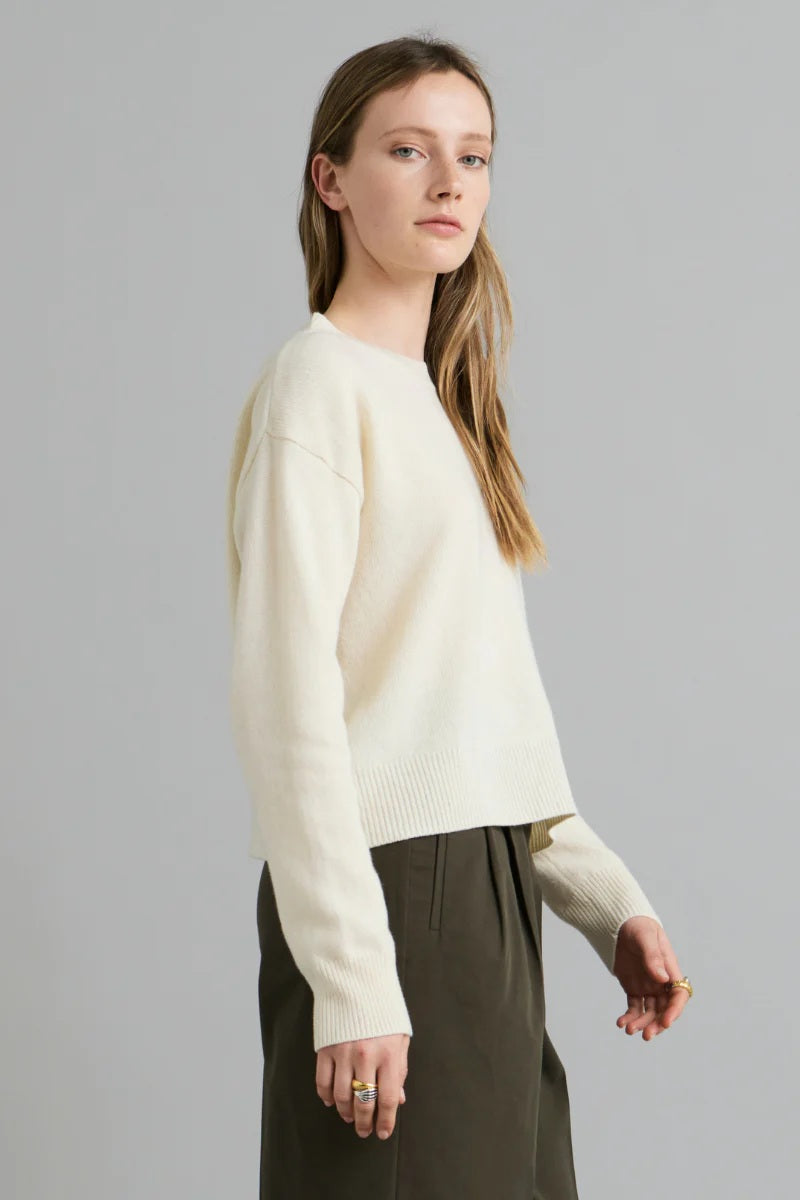 Cropped Knit Sweater - Off White