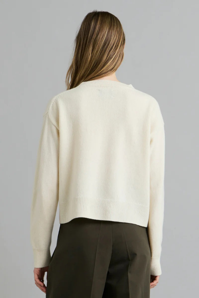 Cropped Knit Sweater - Off White