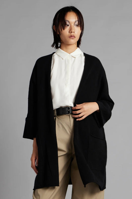 Merino Cashmere Cardigan - Black
