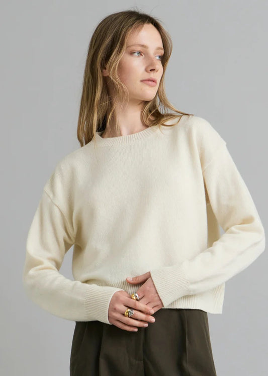 Cropped Knit Sweater - Off White