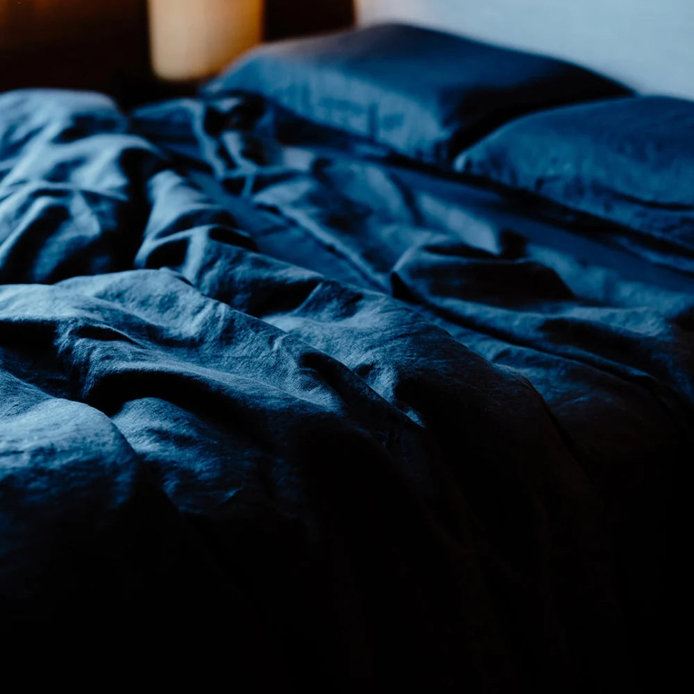 French Linen Flat Sheet | Midnight | OEKO-TEX® certified