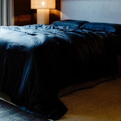 French Linen Flat Sheet | Midnight | OEKO-TEX® certified