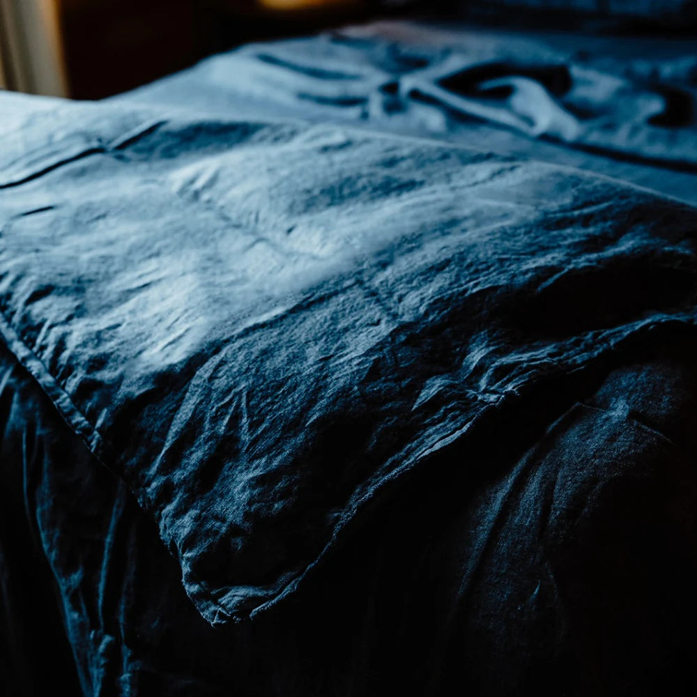 French Linen Flat Sheet | Midnight | OEKO-TEX® certified
