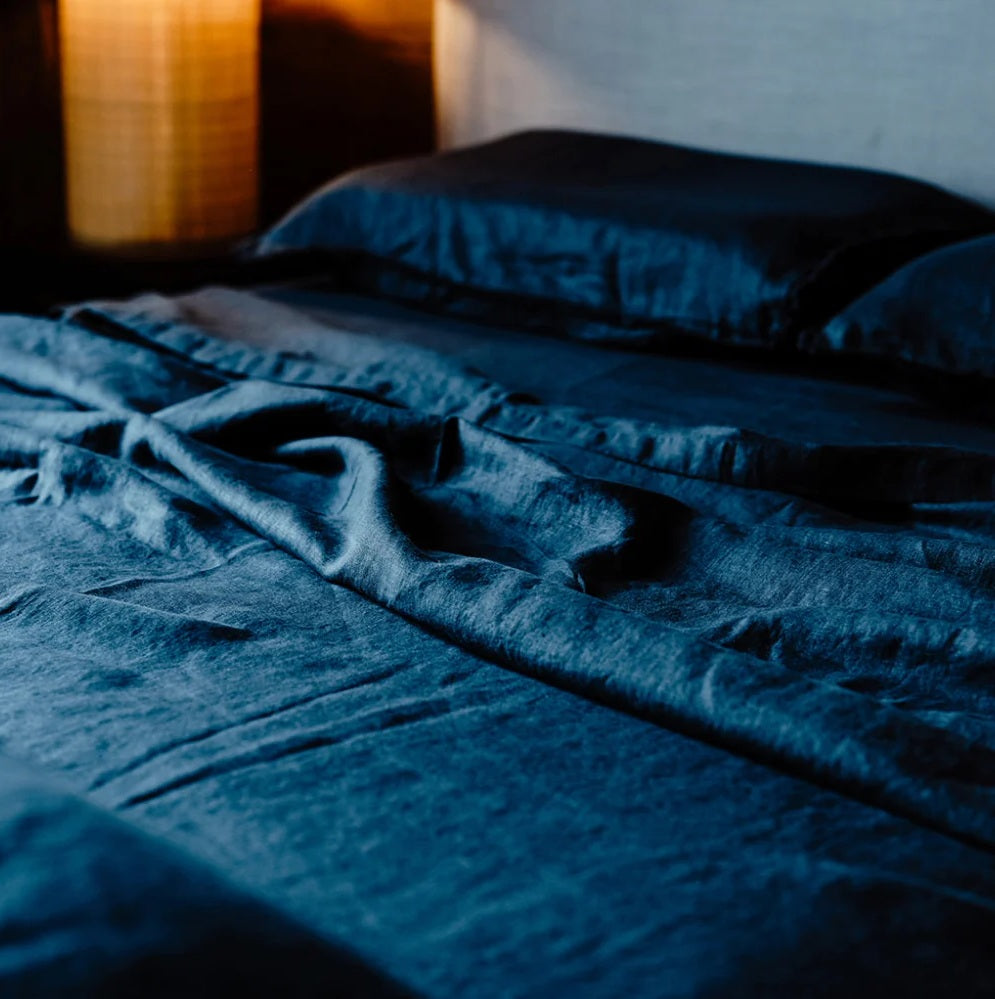French Linen Flat Sheet | Midnight | OEKO-TEX® certified