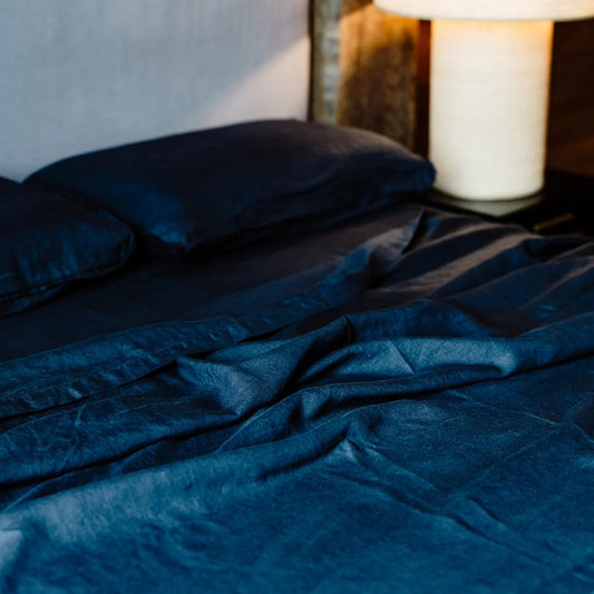French Linen Flat Sheet | Midnight | OEKO-TEX® certified