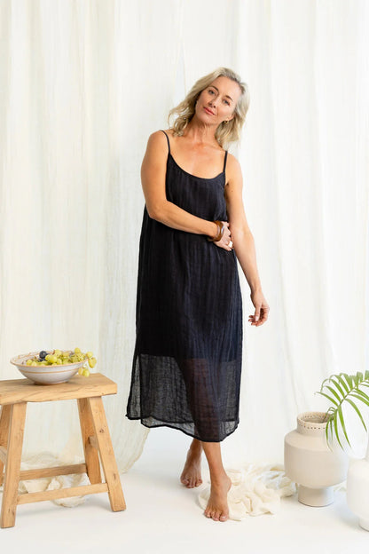 Luxe Linen Slip - Midnight