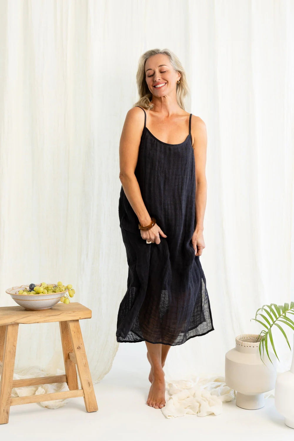 Luxe Linen Slip - Midnight
