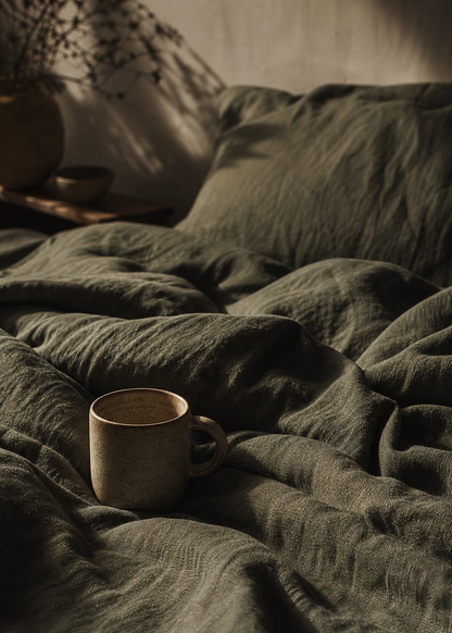Linen Duvet Cover Set | Forest Green | Made in New Zealand