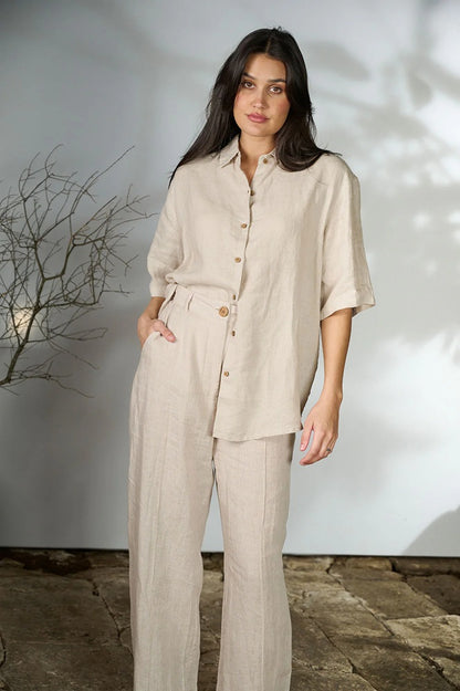 Tailored Linen Pant - Natural