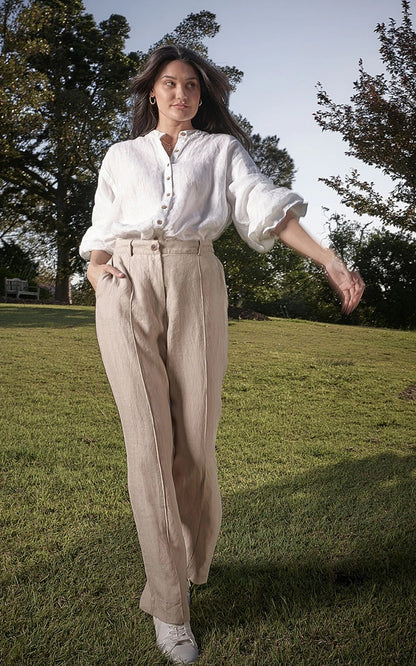 Tailored Linen Pant - Natural