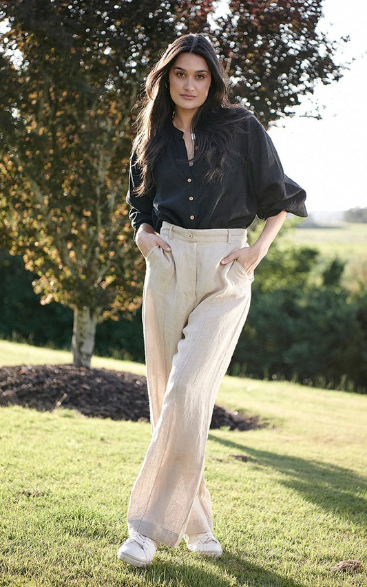 Tailored Linen Pant - Natural