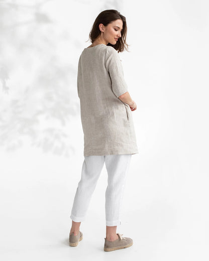 Linen tunic dress in Natural