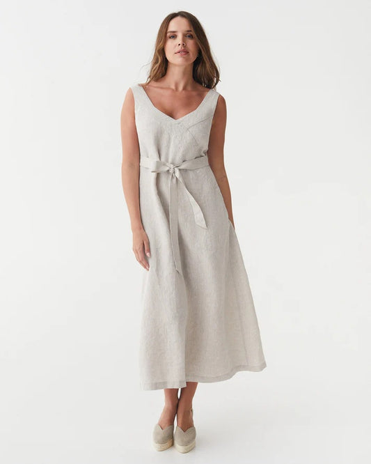 A-line Linen Dress - Natural