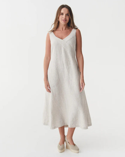 A-line Linen Dress - Natural