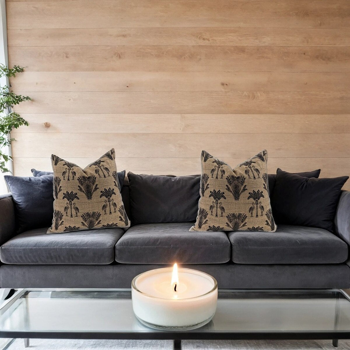 Gold & Black Palm Cushion