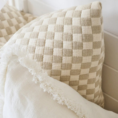 Harbour Check Cushion - Natural