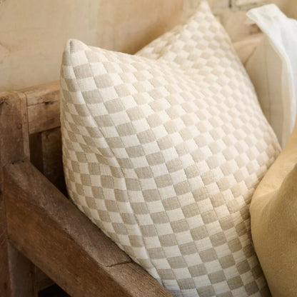 Harbour Check Cushion - Natural