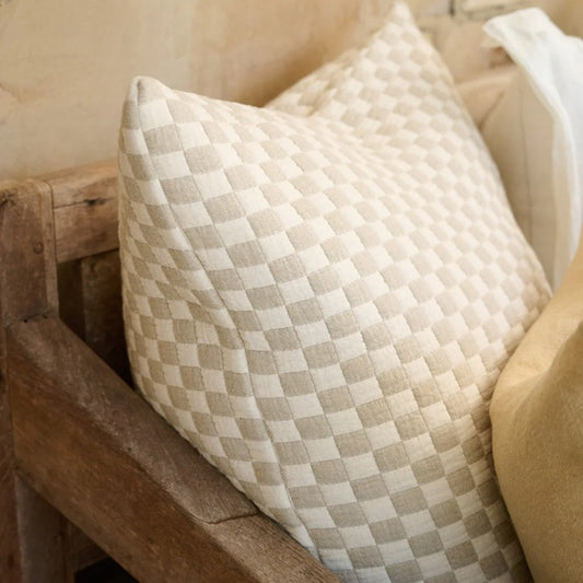 Harbour Check Cushion - Natural